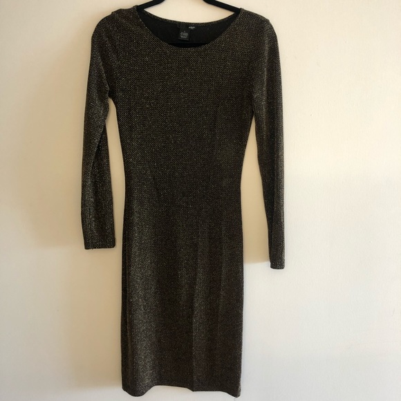 Aqua Dresses & Skirts - Aqua Black And Gold Knit Long Sleeve Dress L